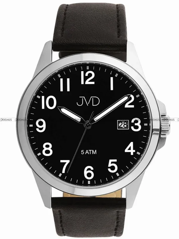 Zegarek męski JVD J1131.6 – elegancki, czarno-srebrny, skórzany pasek